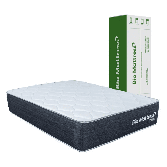 Colchón Híbrido Queen Size Bio Mattress - Soporte ortopédico, transpirable y anti-ácaros para descanso