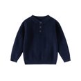 thumbnail image 2 of Lmnyox Sweaters for Kids Fall Winter Solid Color Button Crew Neck Pullover Long Sleeve Knitted Sweater Tops, 2 of 9