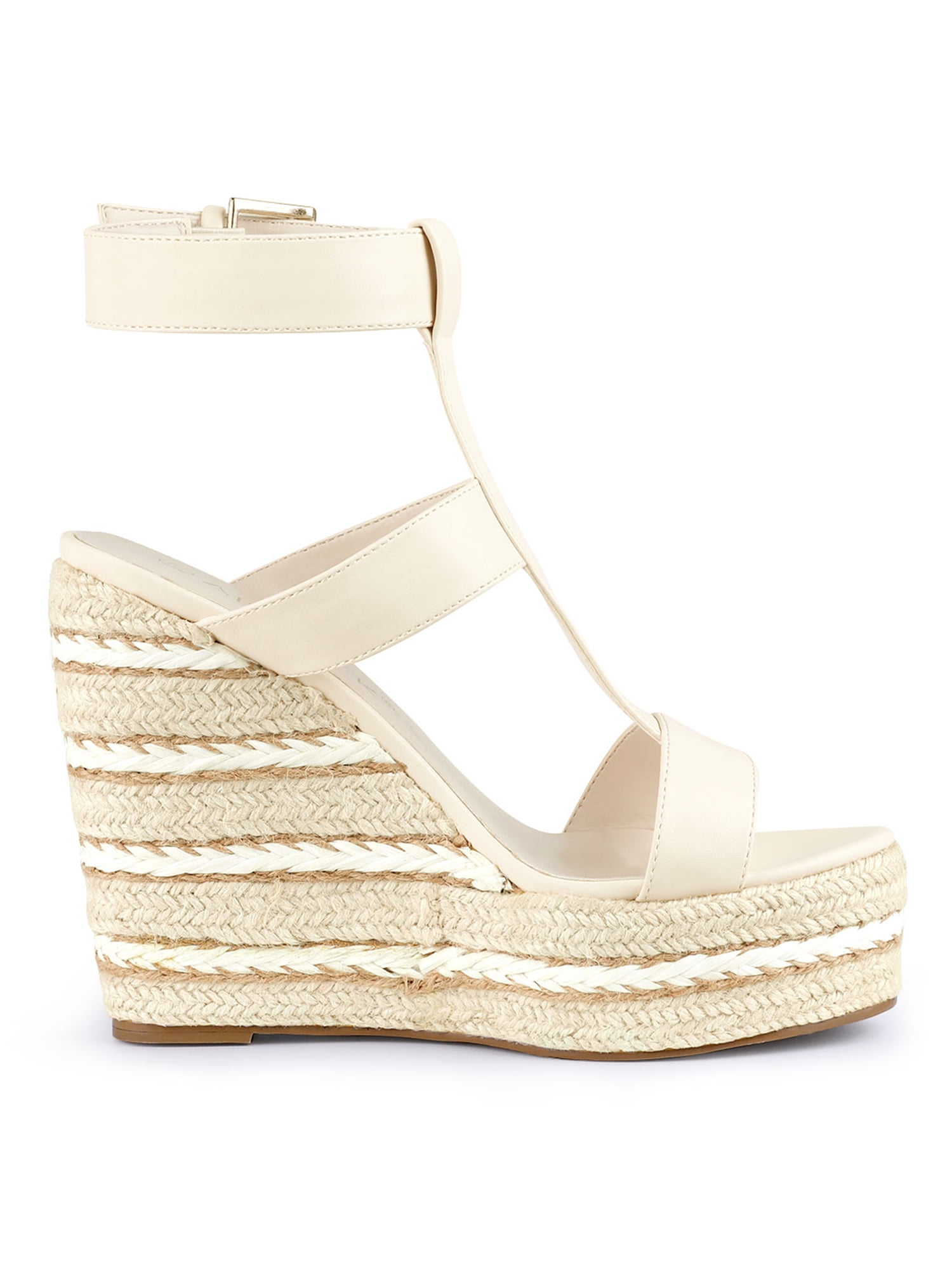 Unique Bargains Women's Strappy Espadrille Wedges Platform Sandals for Fashion Beige 9