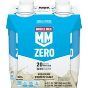 Muscle Milk Zero, 100 Calorie Protein Shake, Vanilla Crème, 20g Protein, 11 Fl Oz, 4 Count (Packaging May Vary)