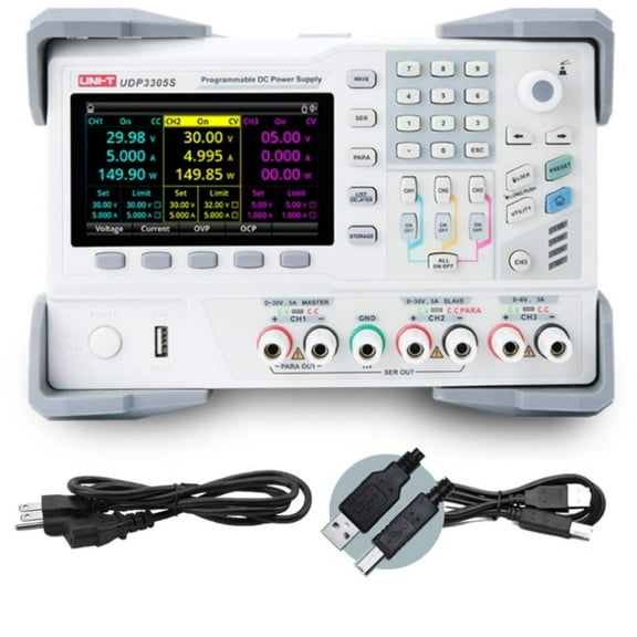 UNI-T UDP3305S Programmable Linear DC Laboratory Power Supply with 4 Channels, 328W, 1mV, 1mA Resolution, Voltage <0.030mV Current <0.2mA Setting Accuracy