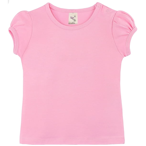 Lilax Camiseta Básica De Manga Corta Con Cuello Redondo Para Bebé Niña 12-18 Meses Rosa