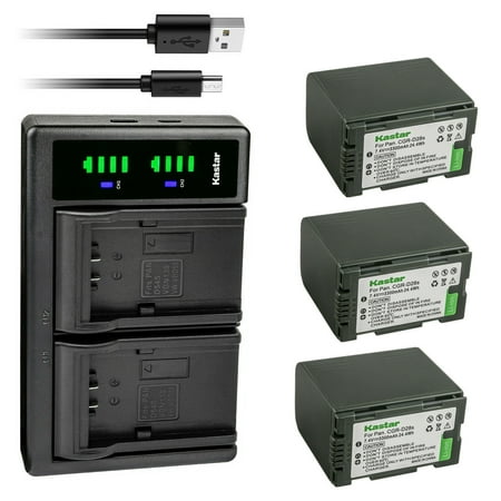 Kastar 3-Pack CGR-D28 Battery and LTD2 USB Charger Replacement for Panasonic PV-DV203 PV-DV221 PV-DV351 PV-DV400 PV-DV400K PV-DV401 PV-DV402 PV-DV600 PV-DV600K PV-DV601 PV-DV602