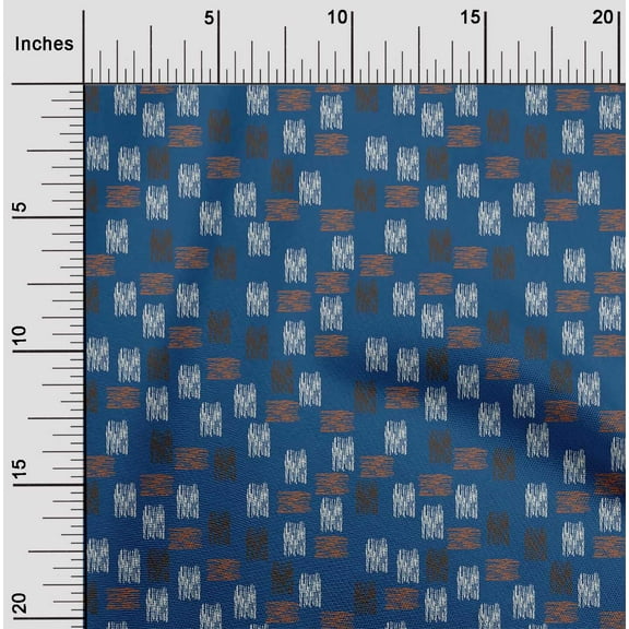 oneOone Organic Cotton Poplin Twill Fabric Brush Stroke Ikat Print Fabric BTY 42 Inch Wide