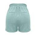 thumbnail image 6 of Linen Shorts for Women 7 Inch Inseam Drawstring Short High Waisted Lightweight Short Beach Vacation Outfits Pockets, 6 of 7