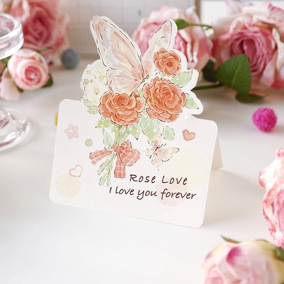 Anhility Valentine's Day Flower Greeting Cards, Flower Bouquets Design, Romantic Message Card Blessing Card for Valentine's Day, Mother's Day & Other Holidays