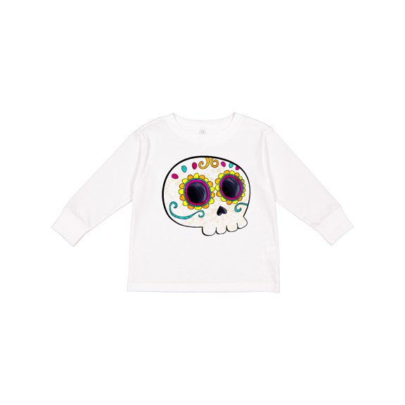 Inktastic Cute Sugar Skull for Day of the Dead Boys or Girls Long Sleeve Toddler T-Shirt