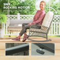 thumbnail image 3 of Khaki Outdoor Rattan Rocking Chair with Cushions - Patio Wicker Rocker for Garden, Backyard & Porch - Steel Frame, 29.5" x 37.8" x 36.2", 3 of 7