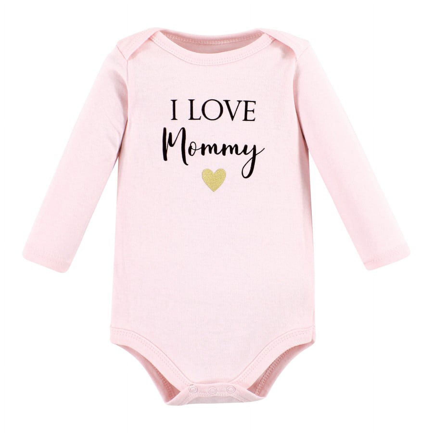 Hudson Baby Infant Girl Cotton Long-Sleeve Bodysuits, Girl Mommy 5-Pack, Preemie