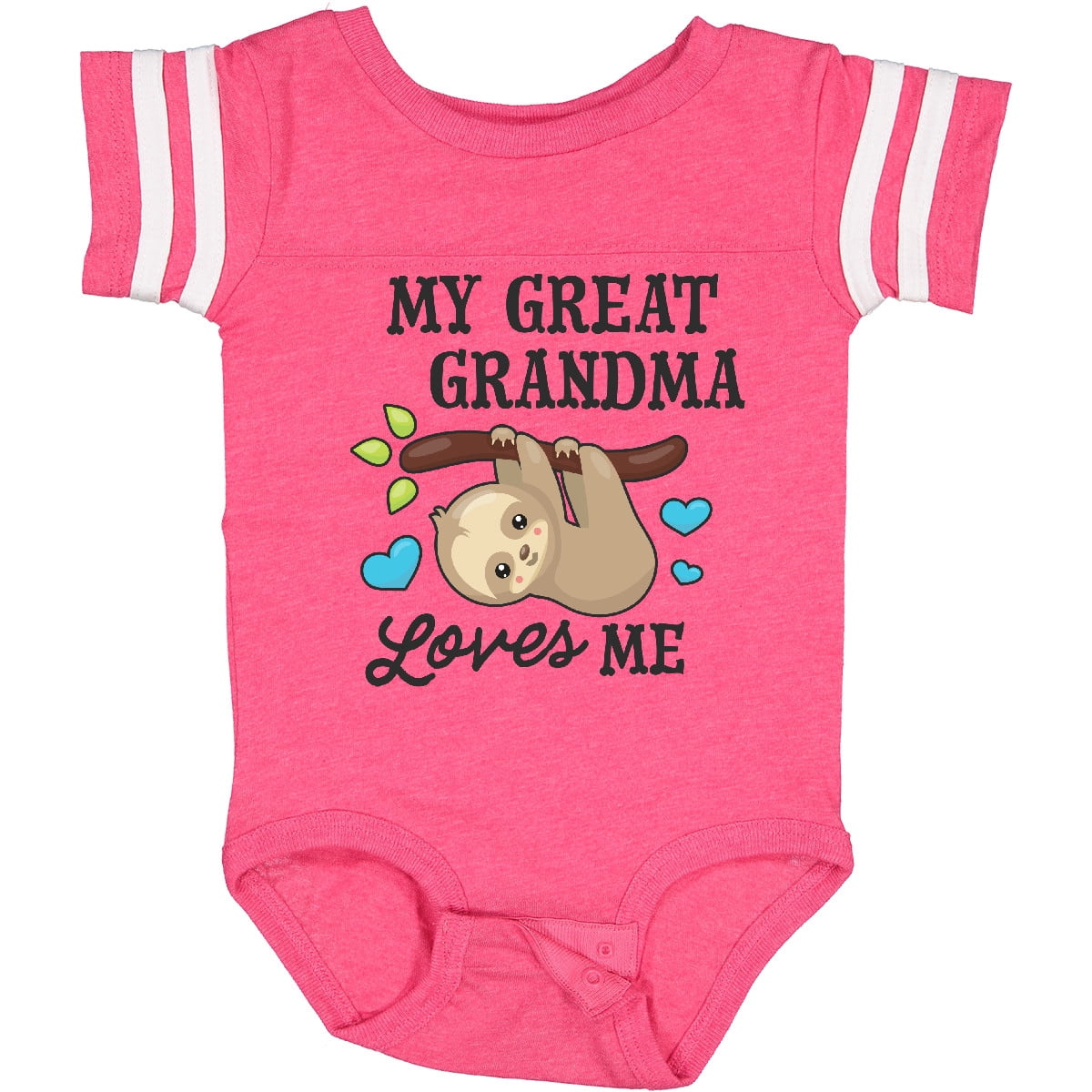 Inktastic My Great Grandma Loves Me with Sloth and Hearts Boys or Girls Baby Bodysuit