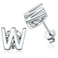 thumbnail image 1 of Pendientes de botón inicial de Plata esterlina PROSTEEL letra W circonita cúbica, 1 of 8