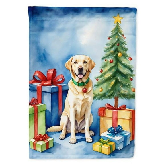 Yellow Labrador Retriever Christmas Reindeer House Flag