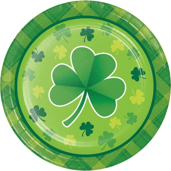 Shamrock Plaid Dessert Plates, 8 pk