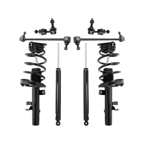 Front and Rear Shock Strut Coil Spring Sway Bar Link Kit - Compatible with 2013 - 2018 Ford Focus 2014 2015 2016 2017
