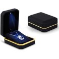 thumbnail image 4 of Luxury Pendant Box, Velvet Jewelry Box Storage Case Organizer Holder with LED Light, Black, 4 of 5