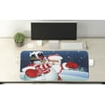 thumbnail image 2 of Christmas Computer Mouse Pad, Smiling Santa Claus Hugging Snowman in Cartoon Style Winter Hills Fir Trees, Rectangle Non-Slip Rubber Mousepad X-Large, 35" x 15", Blue Red White, by Ambesonne, 2 of 2
