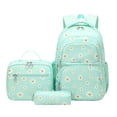 thumbnail image 2 of Girls Backpack Set with Lunch Box & Pencil Case, Floral Print Girls School Backpack for Elementary/Middle/High School (Green), 2 of 4