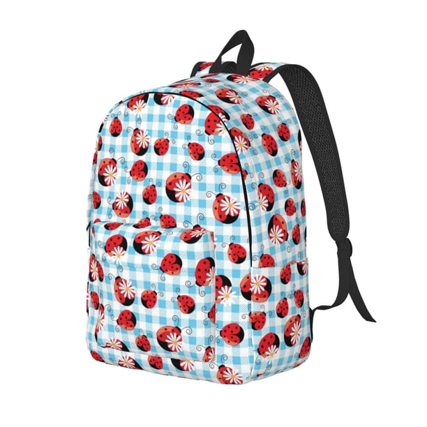 Fotbe Flowers and Lady Bugs Mochila de Lona con Estampado, Mochila Duradera, Mochila Versátil de Alta Calidad, Mochila Compacta Vintage-Small