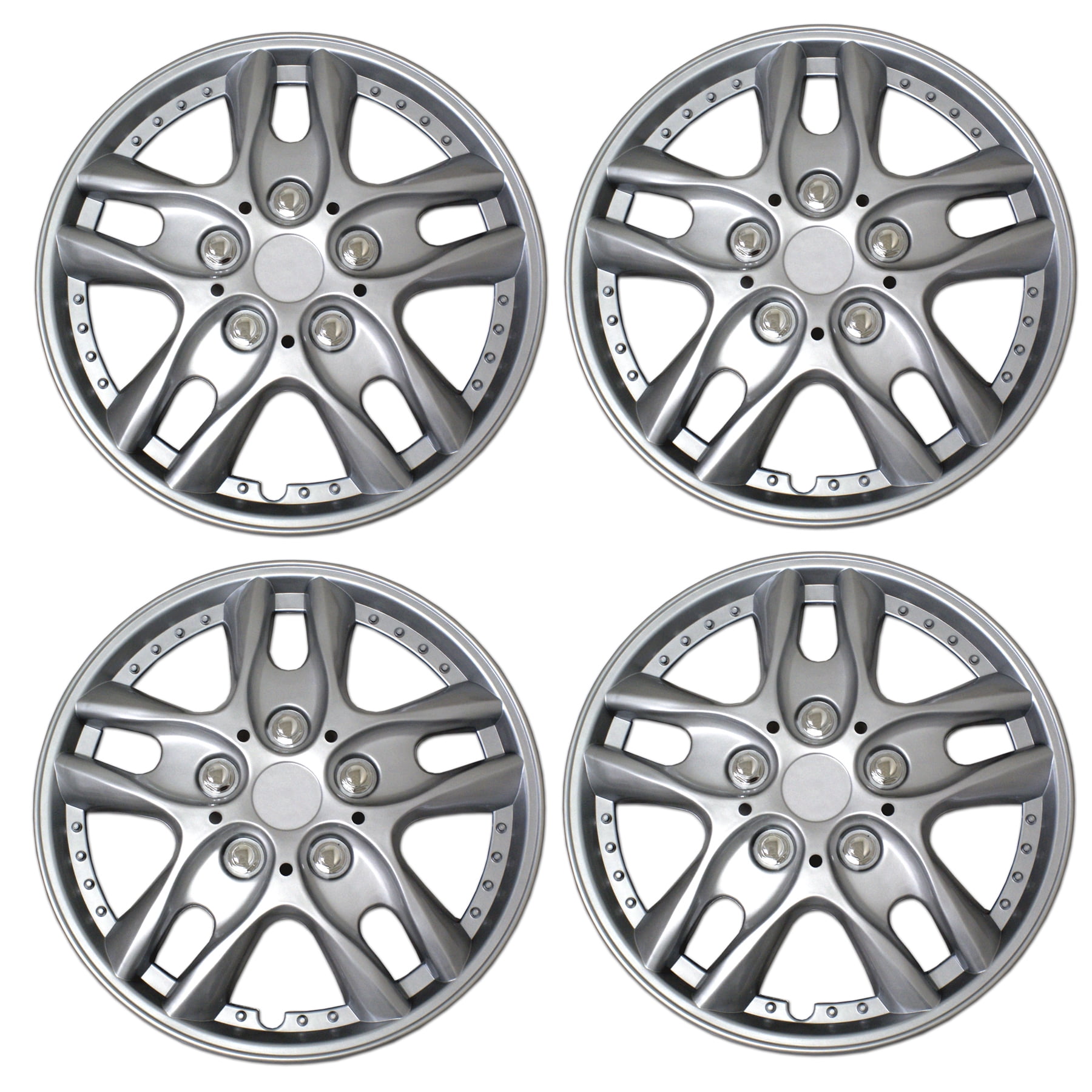 TuningPros WSC3 5001S16 Set Of 4 Metallic Silver Hubcaps 16 Hub Caps 