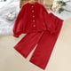 thumbnail image 2 of Odeerbi 8-12 Años Niños Niñas Algodón Conjuntos Camisa Manga Larga Pantalones Pierna Ancha Conjunto Primavera Solapa Camisa Pantalones Dos Piezas Conjunto, 2 of 9