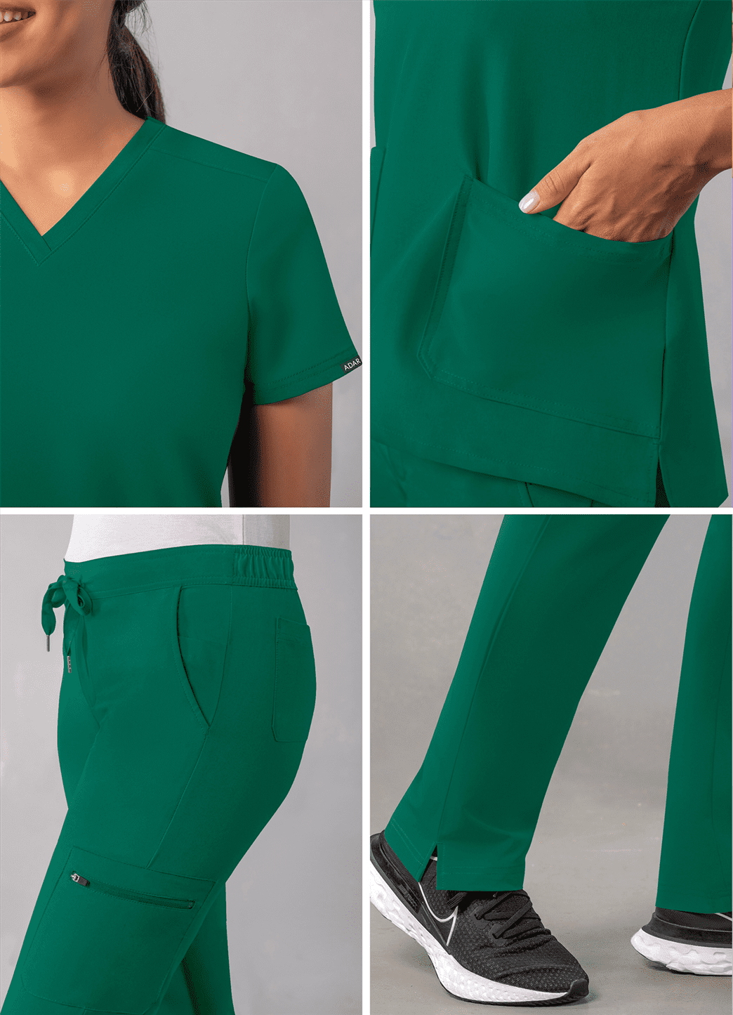 Adar Addition Go-Basic Scrub Set for Men Classic V-Neck Scrub Top & Cargo Scrub Pants 