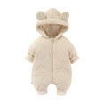 thumbnail image 3 of Esaierr Newborn Baby Boys Girls Ears Hooded Bodysuit Infant Zipper Fleece Jumpsuit Long Sleeve Warm Onesies Fall Winter Cotton Clothes Outfit for 0-12 Months, 3 of 9