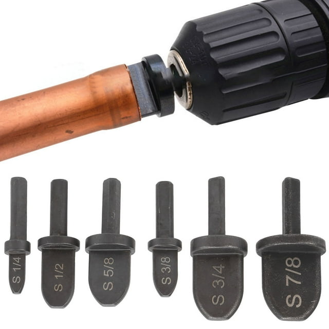 LYUMO Pipe Expander Set,Round Handle Tube Expander,6Pcs Tube Expander Round Handle Air Conditioner Pipe Extension Tool Electric Drill Accessories