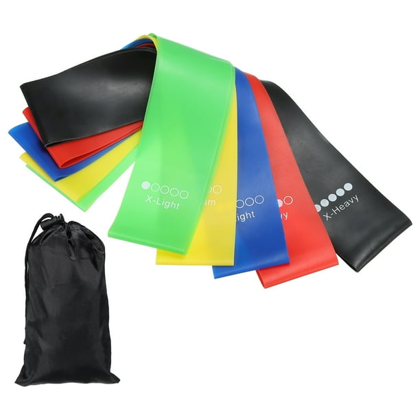Juego de bandas de resistencia Uxcell, 5 paquetes de bandas elásticas de entrenamiento con 5 niveles de resistencia y bolsa de transporte, multicolor