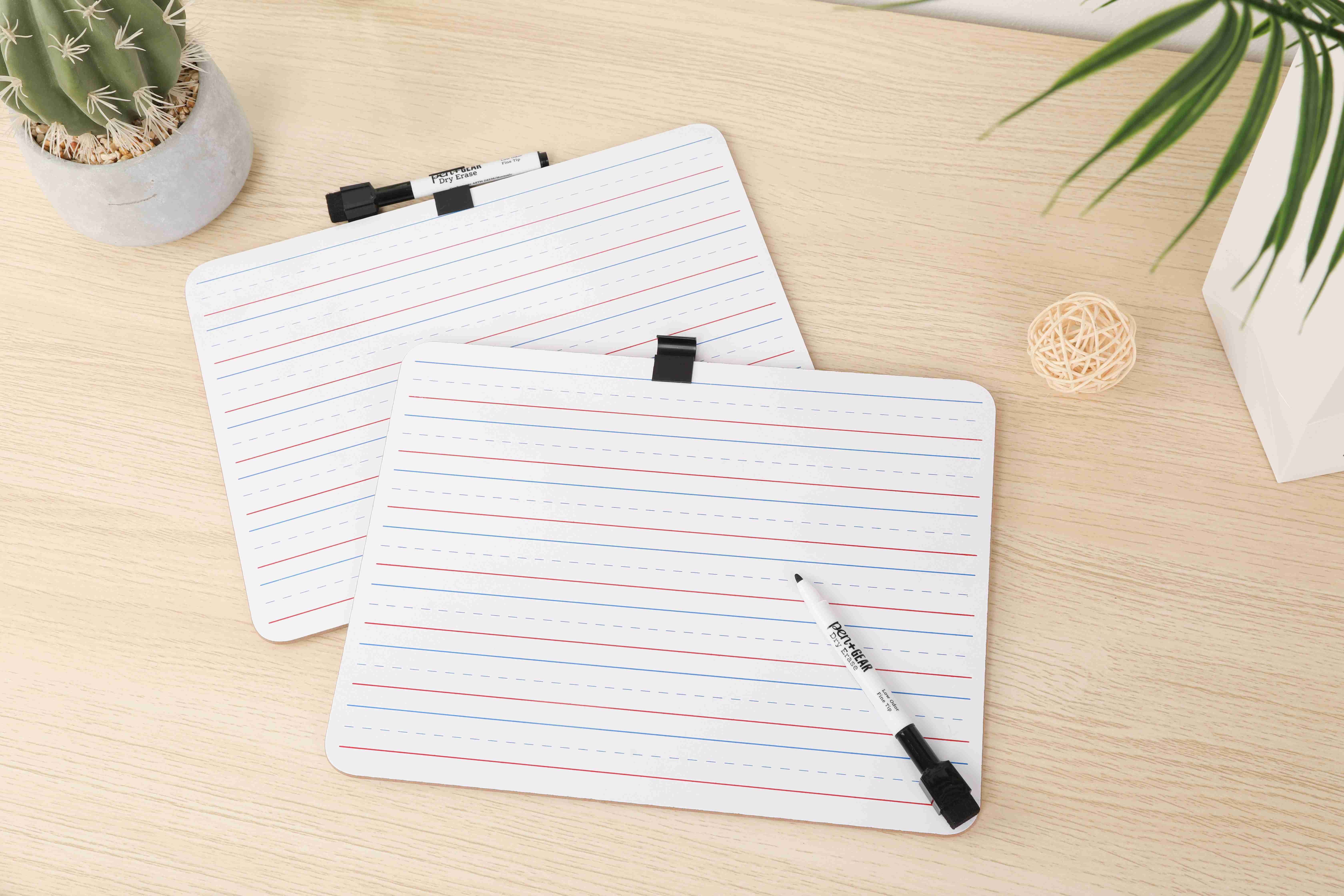 Pen + Gear MDF Dry Erase Double-Sided 9" x 12" x 0.1" Whiteboards - Lined & White, 6 Pack Set