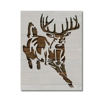 Buck White-Tailed Deer Hunting Stencil Template Reusable 8.5 x 11 for Painting on Walls, Wood, Etc. By Stencilville
