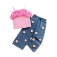 thumbnail image 3 of Outfits for Girls 2 Piece Solid Print Square Neck Sleeveless Tank Top And Wide Leg Trousers Daily Wear Baby Girls' Clothing Sets 2 Years-3 Years, 3 of 9