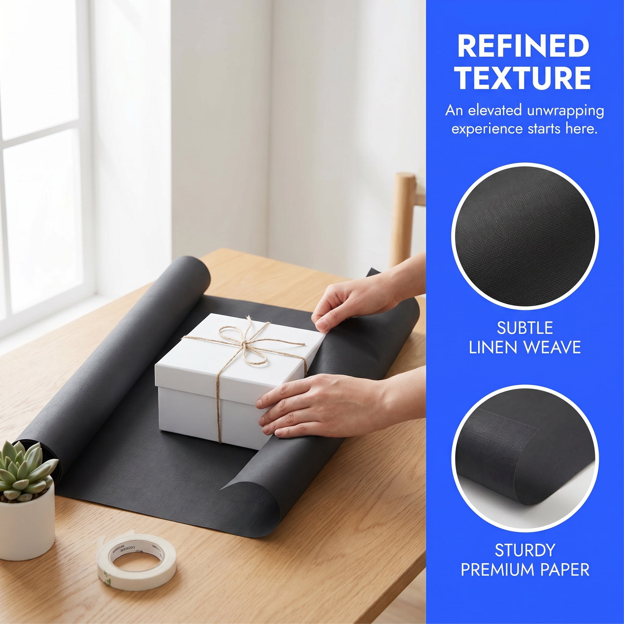 Unique Bargains Heavyweight Wrapping Paper for Gifts and Presentations Black 39.4" x 27.6"