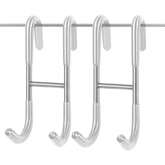 Januofit Bathroom Shower Door Hooks, 2-Pack Robe & Towel Hooks for Bathroom Frameless Glass Door, Shower Squeegee Hooks (Silver)