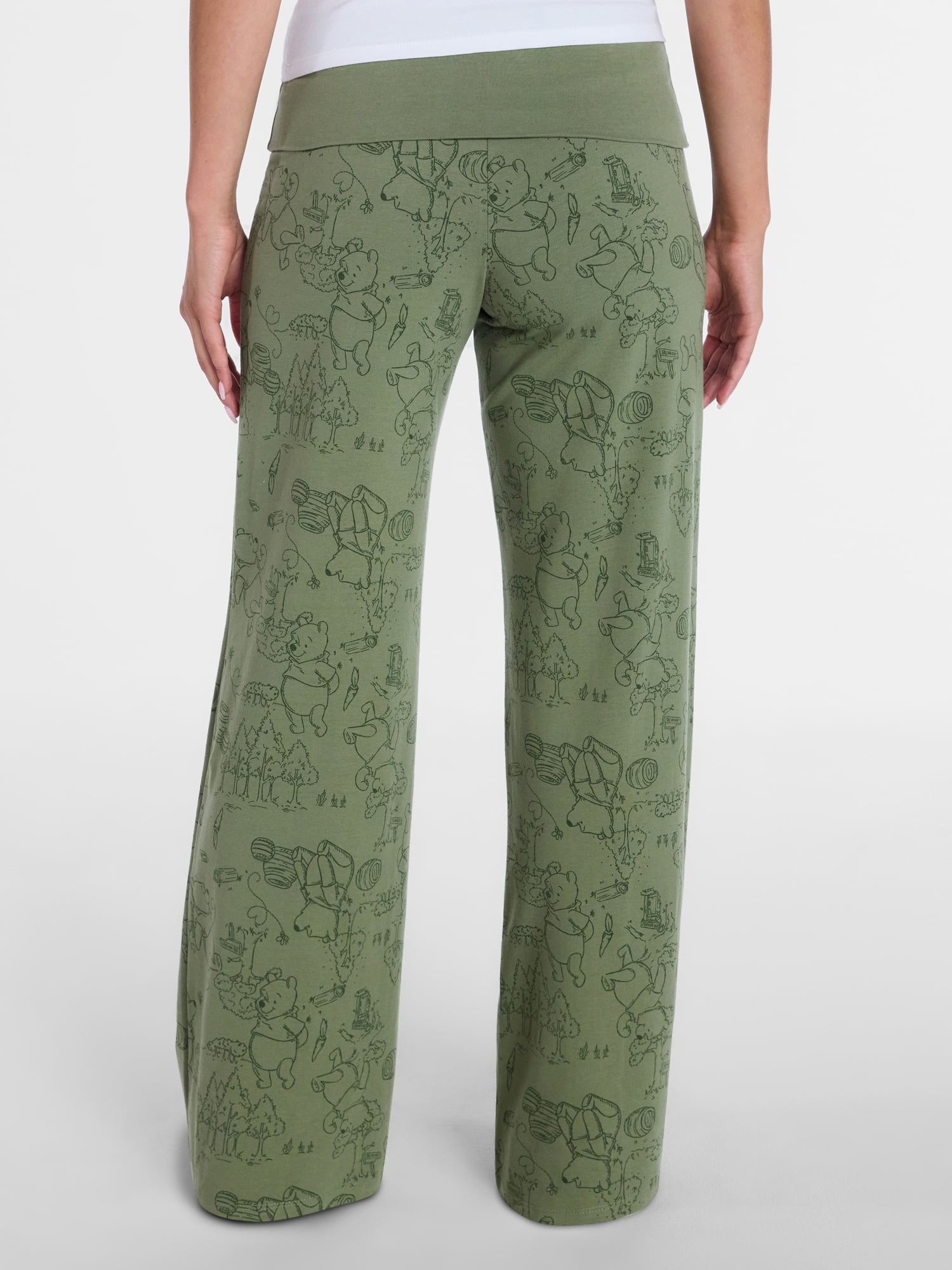 Winnie the Pooh Women’s Wide Leg Foldover Pants, Sizes XXS-XXL