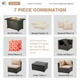 thumbnail image 5 of HUGIEE 7 Pieces Patio Furniture Wicker Sofa Outdoor Sectional Sets with 44-Inch 50,000 BTU Gas Fire Pit Table Auto-Ignition Propane Fire Pit Table, Khaki, 5 of 8