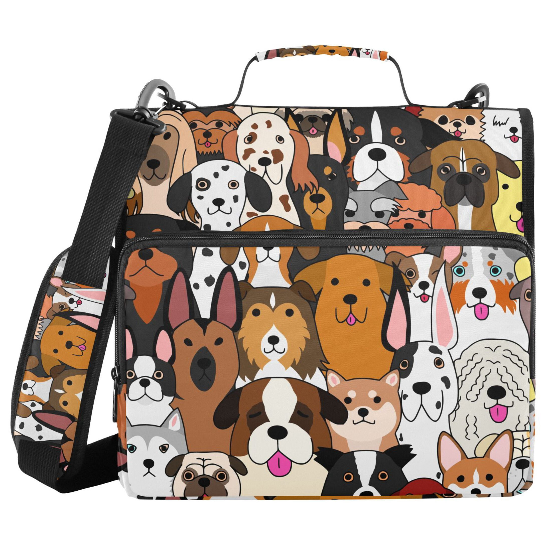 ALAZA Zipper Binder Cute Doodle Dog Animal 3 Ring Trapper Keeper File Folder Organizer Bag