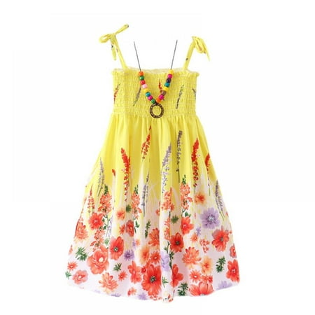 

Toddler Baby Girl Summer Beach Dress Sleeveless Strap A-line Dresses Kids Casual Swing Sundress，Size 2-9T