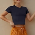thumbnail image 2 of Womens Round Neck Quick Dry Yoga Shirt Short Sleeve Sports Top Fitness Workout Clothes 2025 Casual Comfort Stretchy Breathable, 2 of 4