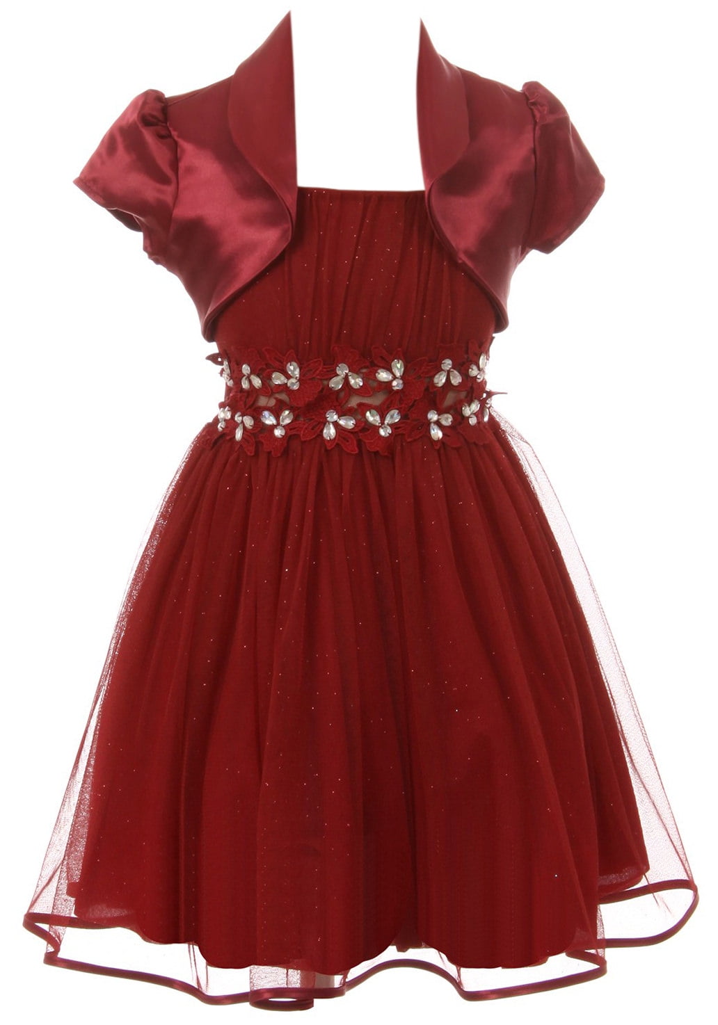 BNY Corner Little Girl Girls Dress Set Sequin Rhinestone Tulle Bolero