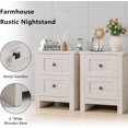 thumbnail image 6 of Nightstand Set of 2 with Charging Station, Farmhouse End Table with 2 Drawers Storage Cabinet, Rustic Wood Sofa Side Table for Bedroom, Living Room, Office, Rustic White, 6 of 17