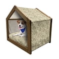 thumbnail image 1 of Floral Pet House, Silhouette Cluster of Plants as Art Designed Curvy Leaf and Stem, Outdoor & Indoor Portable Dog Kennel with Pillow and Cover, 5 Sizes, Beige Umber and Pearl, by Ambesonne, 1 of 5