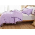 thumbnail image 4 of Boho Duvet Cover Set For Bedroom Pompom Bedding Set Breathable Purple Quilt Cover 8Corner tie For Closure Zipper Bohemian Bedding Set, 4 of 4