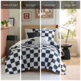 thumbnail image 5 of Twin/Twin XL Comforter Set, 2 Shams and 2 Throw Pillows, 5 Pieces Checkered Print All Season Warmth, Black+ White, 5 of 9