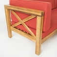 thumbnail image 4 of Elisha Acacia Wood Outdoor Left Arm Loveseat and Coffee Table Set with Cushion, Teak and Red, 4 of 13