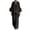 Black, variant on Two Piece Linen Sets for Women Casual Collared 3/4 Sleeve Layered Tops Palazzo Pants Plus Size Trendy Outfits Black 3XL