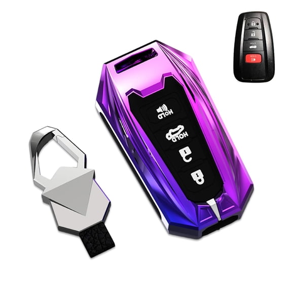 Metal Key Fob Case Cover Shell Smart Key Holder Protector Compatible for Toyota Camry Avalon C-HR Prius Corolla GT86 Highlander RAV4 4Runner Prado 2018-2024