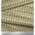 thumbnail image 2 of Soimoi Beige Viscose Chiffon Fabric Flower & Rabbit Folk Art Decor Fabric Printed Yard 42 Inch Wide, 2 of 3