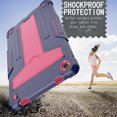 thumbnail image 4 of SaniMore Case for Lenovo Tab M10 Plus 3rd Gen 10.6 inch 2022 TB-125F/128F, Shockproof Silicone Backplane Rugged PCRotating Stand Pen Holder Anti-drop Heavy Duty Protective Cover, Navy+Rose, 4 of 5