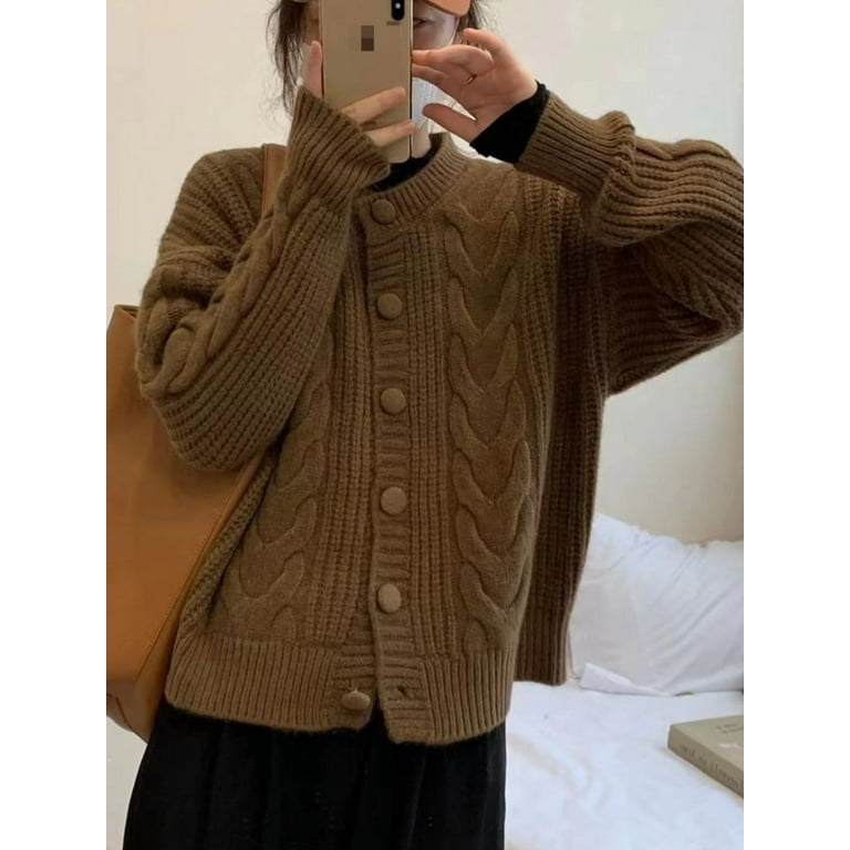 Cardigan Crop Top Winter New Thick Thread Twist Sweater Coat