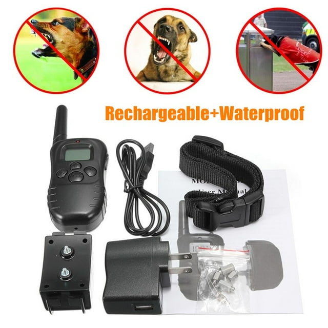 300M Electric Dog Training Collar Rechargeable LCD Electric Shock E-Collar Training Remote Control Anti Barking No Bark Collar Control Collars